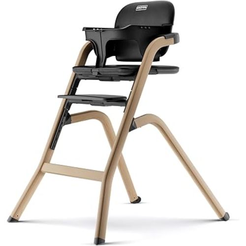 HARPPA Caspio High Chair, Baby High Chair with Removable Tray and Cushion, 6-Level Adjustable Seat & Footrest, All-in-One High Chair for Babies & Toddlers or as a Dining Chair, Woodgrain Black