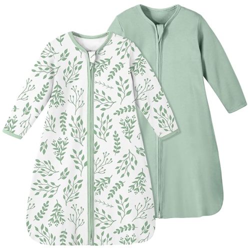 Yoofoss Baby Sleep Sack 9-12 Months 100% Organic Cotton Long Sleeve Wearable Blanket Baby 2-Way Zipper 0.5 Tog Newborn Sleeping Sack, Lightweight