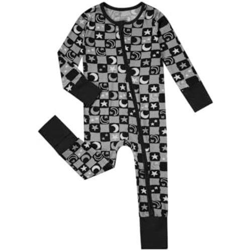 Teach Leanbh Unisex Baby Bamboo Viscose Pajamas with Mittens and Feet Cuffs 2 Way Zipper Long Sleeve Romper Sleep and Play