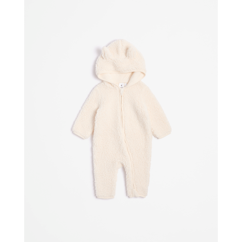 Baby Zip Fleece Coverall - Bunny - Gardenia Cream