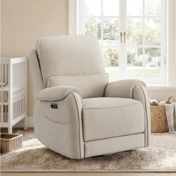 Alicia Power Swivel Nursery Glider Recliner with Nightlight
