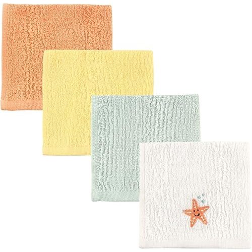 Luvable Friends Unisex Baby Super Soft Cotton Washcloths, Starfish, One Size