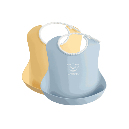 BabyBjorn Baby Bib 2-Pack, Powder Yellow/Powder Blue