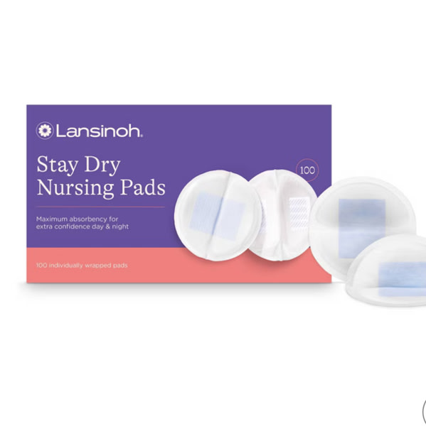 Lansinoh Stay Dry Disposable Nursing Pads for Breastfeeding, Leakproof - 100ct: