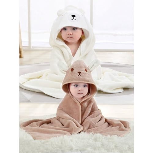 TMIELYBS Hooded Baby Towels, 2 Packs Premium Soft Baby Bath Towels with Hood for Babies, Toddler, Infant - Ultra Absorbent, Baby Stuff Shower as Best Gifts for Boys and Girls (2Pack)