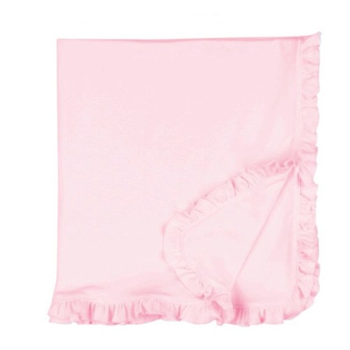 Pink Ruffle Baby Blanket- Monogram Baby Blanket- Baby Blankets- Receiving Blanket-Girls Baby Blanket- Personalized Baby Blanket for Girls