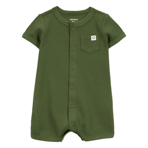 Baby Waffle Knit Short-Sleeve Romper - Green - Carter's | Carter's