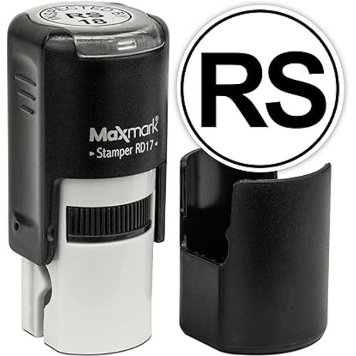 MaxMark Custom Round Self Inking Initials Stamp - 15 Colors to Choose