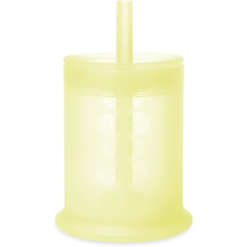Olababy Silicone Training Cup with Straw Lid | Babies Water Drinking Cup | 6+ Mo Infant To 12-18 Months Toddler | Sippy Cup For Kids & Smoothie Cup | Baby Led Weaning (Lemon, 5 oz)