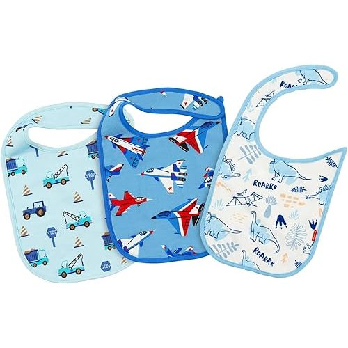 Baby Boys & Girls Bibs for Feeding, Drooling, Teething, Waterproof and Absorbent Bib Set, Pack of 3
