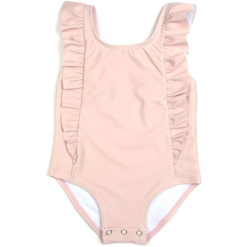 SwimZip Girls Ruffle One Piece Swimsuit - Peach Whip, 2T