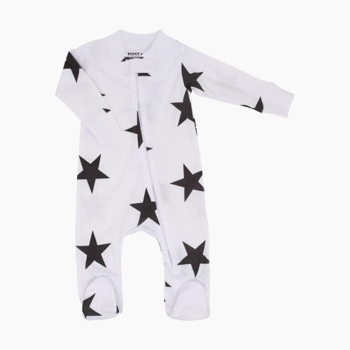 Sammy + Nat Star Zipper Romper - Black Bold Star, NB