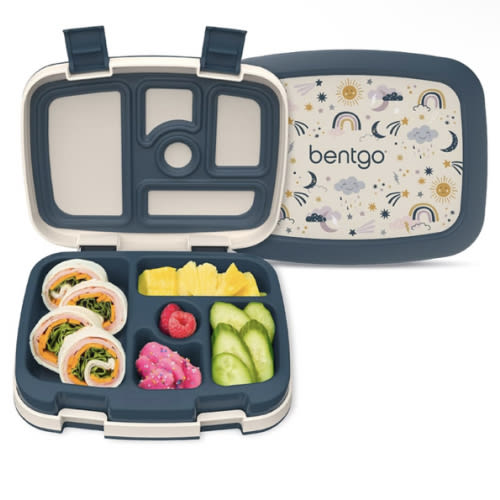 Amazon.com: Bentgo Kids Prints Leak-Proof, 5-Compartment Bento-Style Kids Lunch Box - Ideal Portion Sizes for Ages 3-7, Durable, Drop-Proof, Dishwasher Safe, & Made with BPA-Free Materials (Friendly Skies) : Home & Kitchen