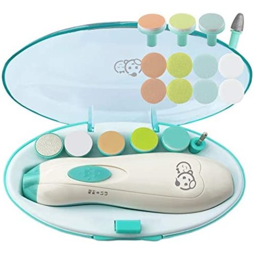 Baby Nail Clippers 20 in 1 by Royal Angels | Safe Electric Baby Nail Trimmer, Baby Nail File Kit, Additional Replacement Heads, Newborn Toddler Toes and Fingernails, Trim and Polish (Green)