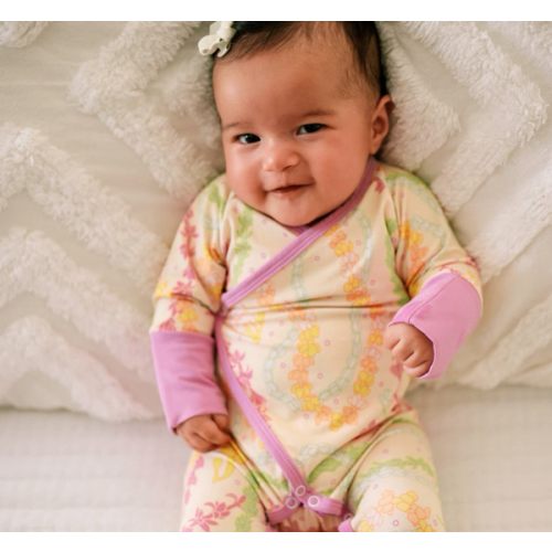 Lei Day in Sand Bamboo Newborn Coverall