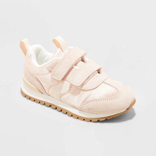 Toddler Rylie Retro Sneakers - Cat & Jack™ Blush 12T: Hook and Loop Closure, Double Straps, Non-Marking Rubber Outsole