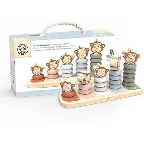 Speedy Monkey Kids Family Stacker, 5 Stackable Monkeys: Parent, Child, Sibling, Non-Toxic Paint, Develops Dexterity & Creativity, Educational Toy for Early Learning