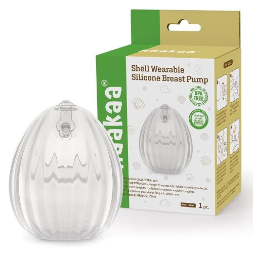 HAAKAA Shell Wearable Hands-Free Manual Breast Pump/Milk Collector (2.5 oz/75 ml, 4 oz/120 ml) – Medical-Grade Silicone – Compact, Portable & Discreet – Leak-Proof Valve