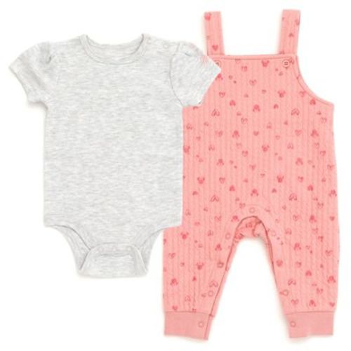 Disney Minnie Mouse Newborn Baby Girls Bodysuit And Overall Outfit Set Pink 0-3 Months