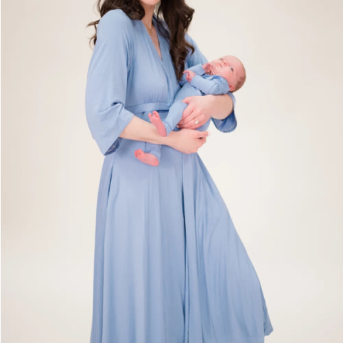 Lila Labor Postpartum Gown in Periwinkle Blue