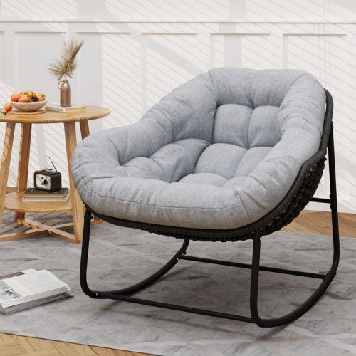 Latitude Run® Keylli Indoor/Outdoor Rocking Chair Rattan Rocker Chairs With Upholstery "& Reviews" | Wayfair
