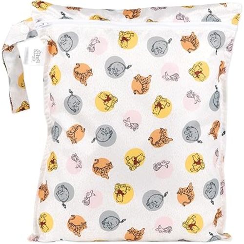 Bumkins Disney Waterproof Wet Bag for Baby, Travel, Swim Suit, Cloth Diapers, Pump Parts, Pool, Gym Clothes, Toiletry, Strap to Stroller, Daycare, Zip Reusable Bag, Packing Pouch, Winnie the Pooh