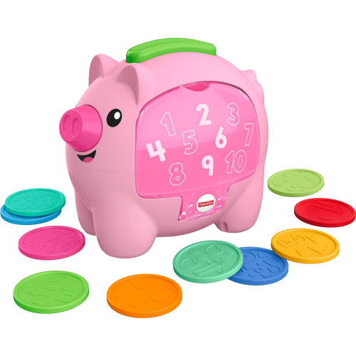 Fisher-Price Laugh & Learn Count & Rumble Piggy Bank, Electronic Kids Toy with Coins & Music