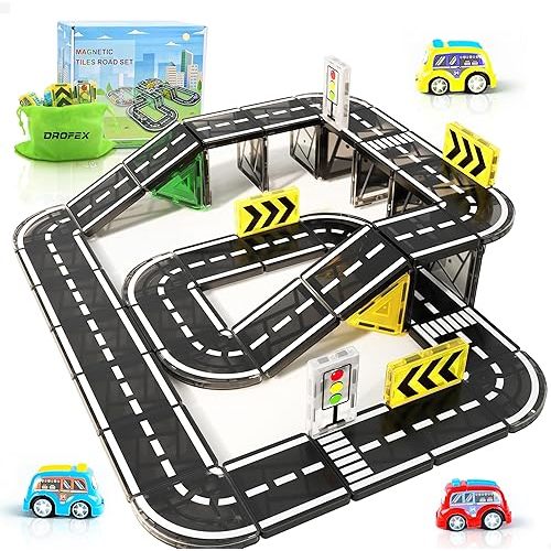 Drofex 42pcs Magnetic Tiles Road Add-on