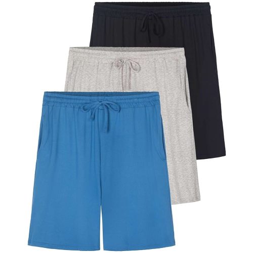 Real Essentials 3 Pack: Men's Soft Lounge Pajama Bottoms Sleep Shorts Breathable Cool Fabric (Available in Big & Tall)