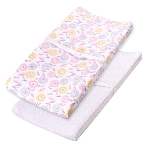 Little Star Organic Changing Pad Cover, 2 Pk, Pretty Poppy