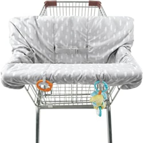 The Peanutshell Shopping Cart & High Chair Cover - Grey Ditsy Leaf - Shopping Cart Cover for Baby, High Chair Cover for Restaurants