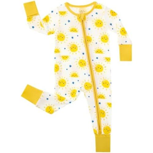 Baby Boys Romper 2-Way Zipper Jumpsuits Long Sleeve One Piece Rompers for Infant, Viscose Made from Bamboo