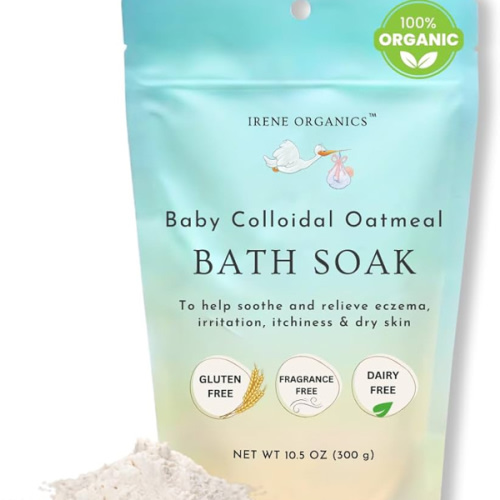 Oatmeal Baby Bath Powder for Eczema by Irene Organics - Colloidal Oatmeal for Soothing Treatment of Eczema, Diaper Rash, Dry Skin, Itching and Irritation - Moisturize and Sooth Baby and Toddler Skin