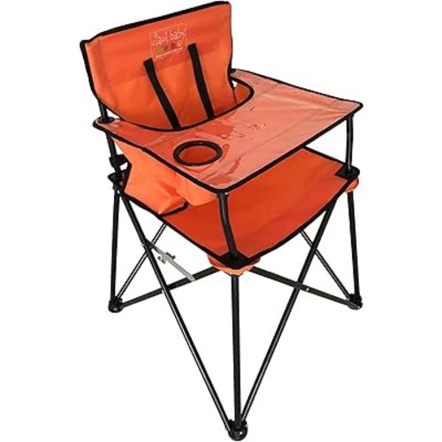 ciao! Baby Portable High Chair for Babies and Toddlers, Compact Folding Travel High Chair with Carry Bag for Outdoor Camping, Picnics, Beach Days, and More (Orange Spirit)