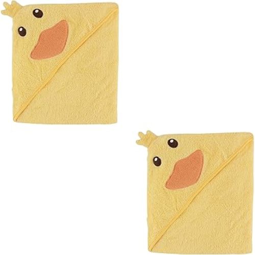 Luvable Friends Unisex Baby Cotton Animal Face Hooded Towel, Duck 2-Piece, One Size