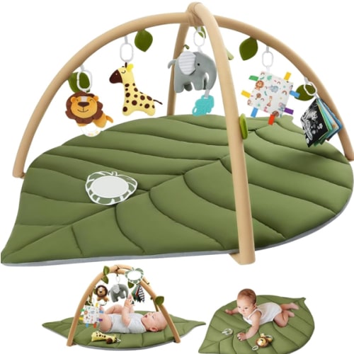 Baby Play Gym Baby Play Mat, Leaf Shaped Baby Mat with 6 Detachable Toys, Tummy Time Mat High Contrast Toys & Self-Discovery Mirror : Amazon.com.au: Baby