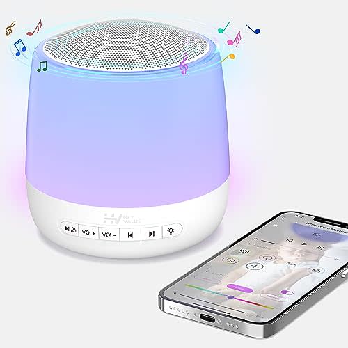 Baby Sound Machine, HEYVALUE White Noise Machine for Baby Sleeping, Night Light |Toddler Sleep Trainer | 34 Soothing Sound | App Remote Control, Personal Sleep Routine (Wi-Fi)