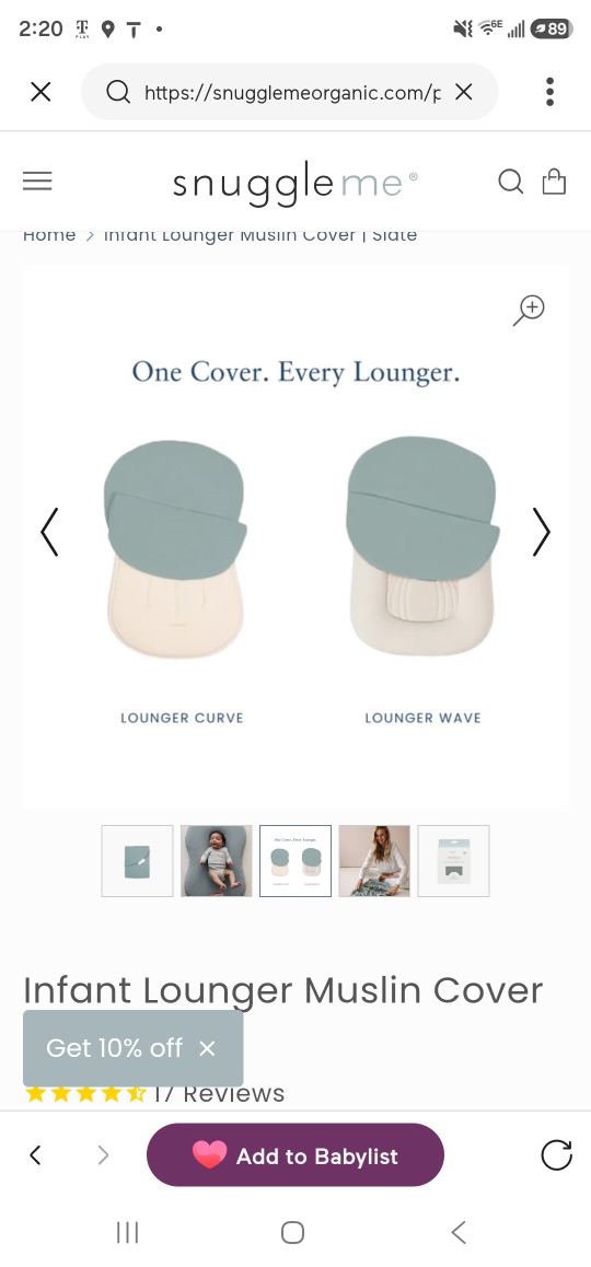 Infant Lounger Muslin Cover | Slate
