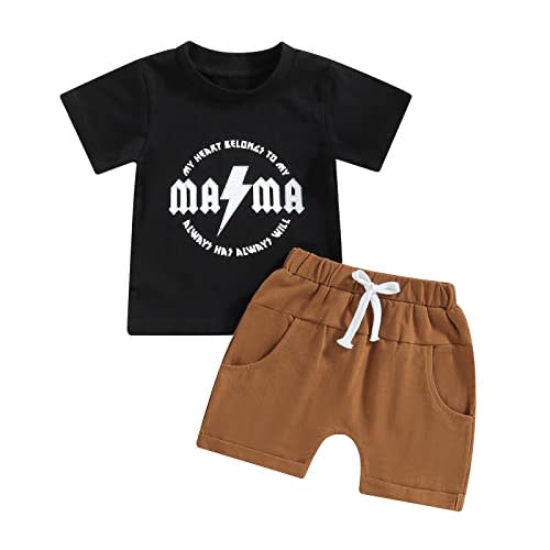 Engofs Toddler Baby Boy Summer Clothes Short Sleeve T-Shirt Tops Shorts Set 2Pcs Casual Outfit