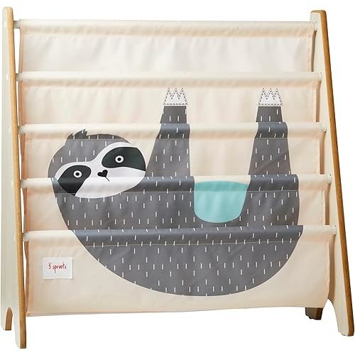 3 Sprouts Kids Book Rack - Space-Saving Bookshelf for Children's Room - Toddler Bookcase Organizer, Book Shelf Ages 3+, Sloth