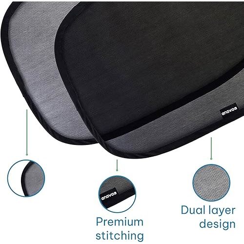 Enovoe Car Window Shades for Baby (2 Pack) - 21x14 Inches Sun Shade Blocker, Cling - Glare Shield and UV Rays Protection for Your Child - Side Window Screens for SUV- Mesh Window Shades for car Baby