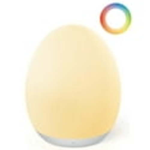 Night Light, Egg Light for Nursery with 7 RGB Colors Changeable & Stepless Dimming, Rechargeable Tap Light with 1h Timer & Touch Control, Portable Night Light for Babies BPA Free