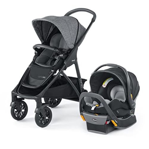 Chicco Corso Primo ClearTex Travel System, Includes Corso Primo ClearTex Stroller and KeyFit 35 Zip ClearTex Infant Car Seat, Stroller and Car Seat Combo, Infant Travel System | Aspen/Black
