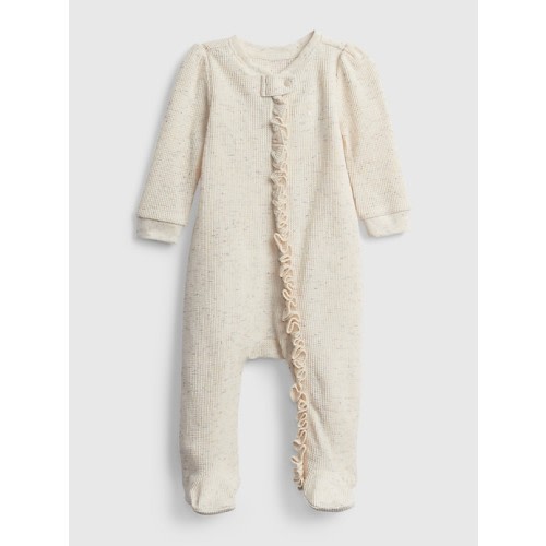 Baby Ruffle Waffle-Knit One-Piece in rainbow, size: 0-3 M