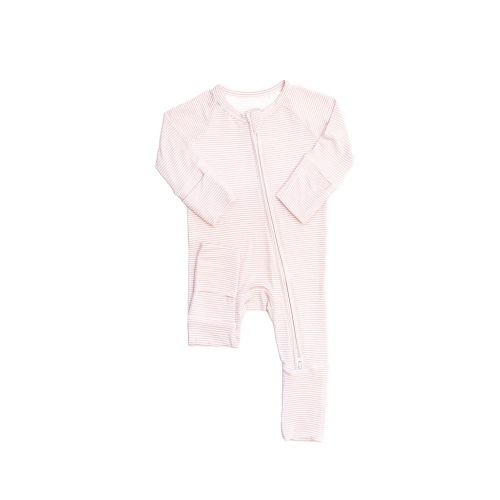 Mini Stripe Sleep Romper - Pink - NB