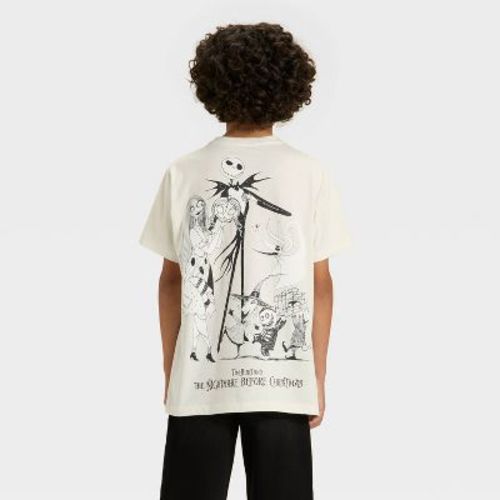 The Nightmare Before Christmas Boys' Halloween Short Sleeve Graphic T-Shirt - Ivory