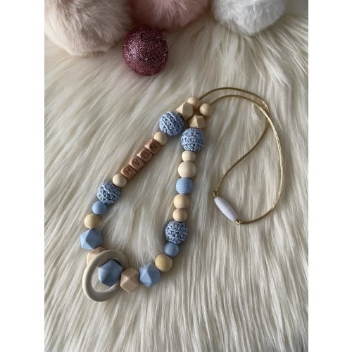 Breastfeeding or babywearing necklace to personalize in your blue tone