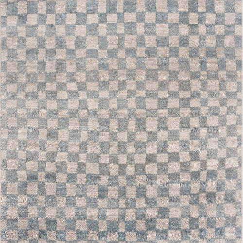 Benjy Cream & Light Blue Checkered Area Rug | Light Blue Checkered Rug