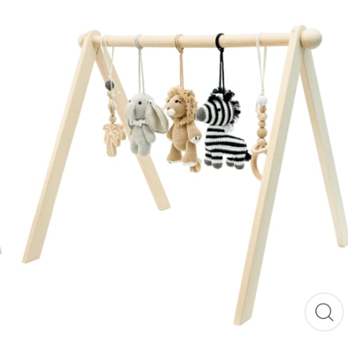 Baby Gym with Crochet Toys in Safari