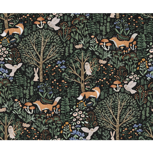 Clara Jean Folklore Forest Peel and Stick Wallpaper - Black | RoomMates Décor